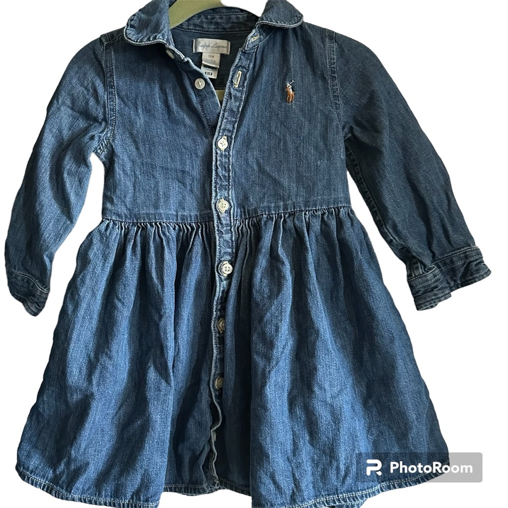 POLO RALPH LAUREN BABY GIRL DENIM DRESS LONG SLEEVE